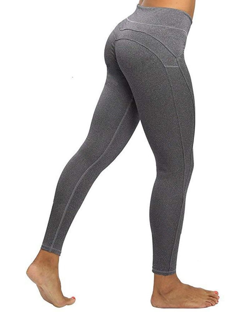 Leggings Sólida Respirável De Poliéster Feminino De Comprimento Do Tornozelo Calças De Ioga Leggings Tiktok De Cintura Alta