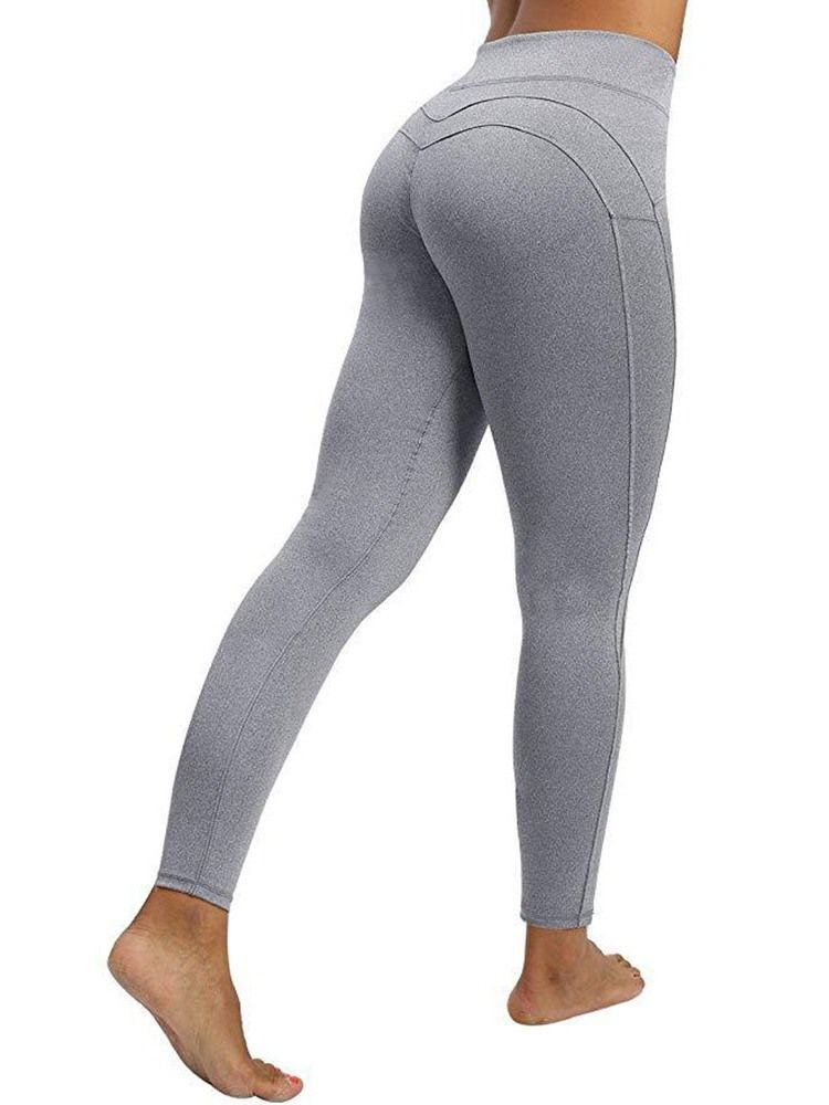 Leggings Sólida Respirável De Poliéster Feminino De Comprimento Do Tornozelo Calças De Ioga Leggings Tiktok De Cintura Alta