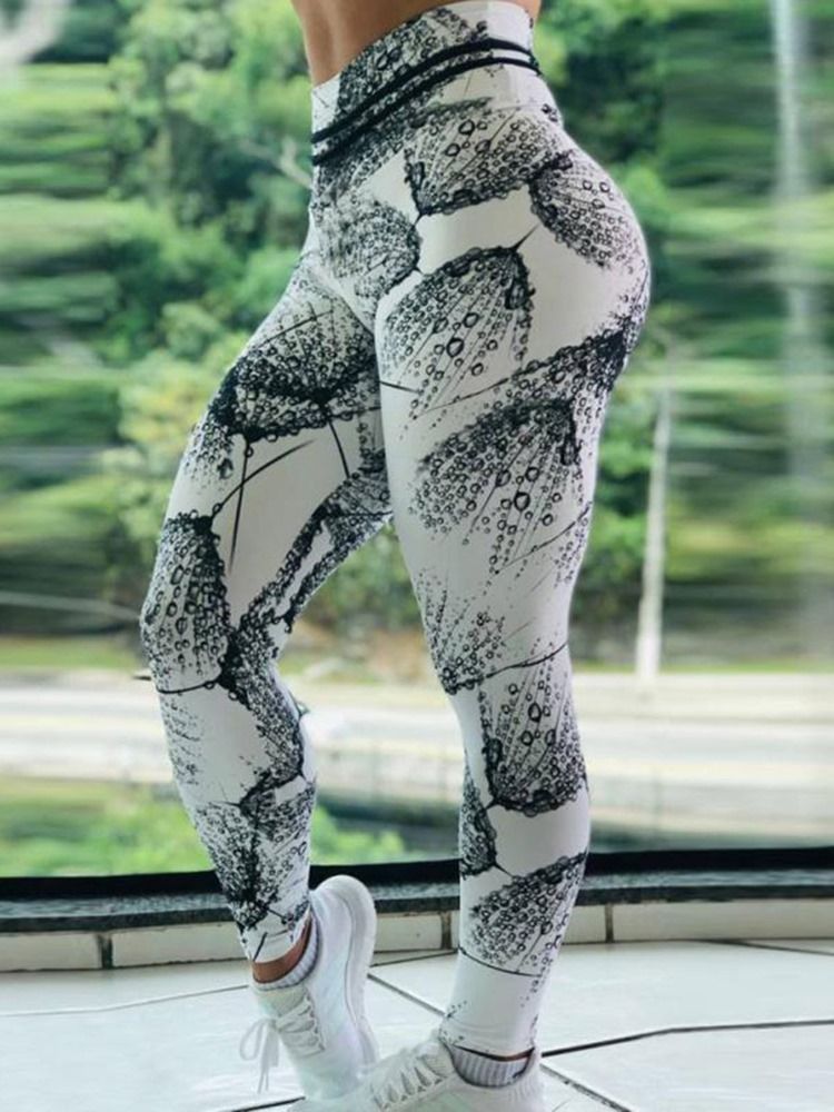 Mulheres Imprimir Bloco De Cores Leggings De Comprimento Total Respirável Calças De Ioga Cintura Alta Leggings De Tiktok