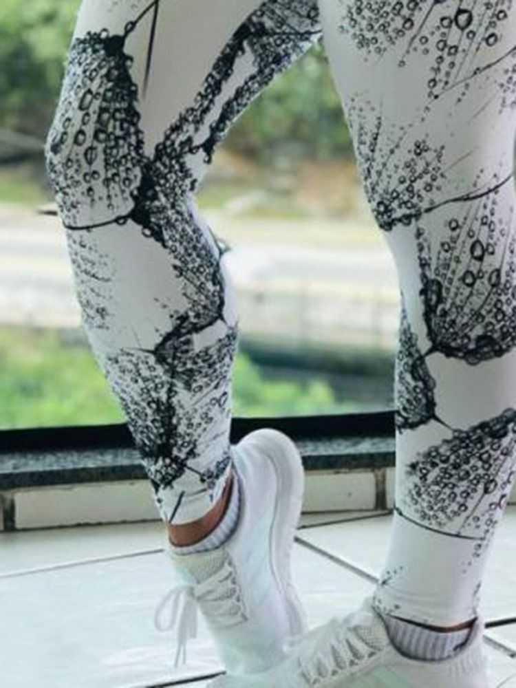 Mulheres Imprimir Bloco De Cores Leggings De Comprimento Total Respirável Calças De Ioga Cintura Alta Leggings De Tiktok