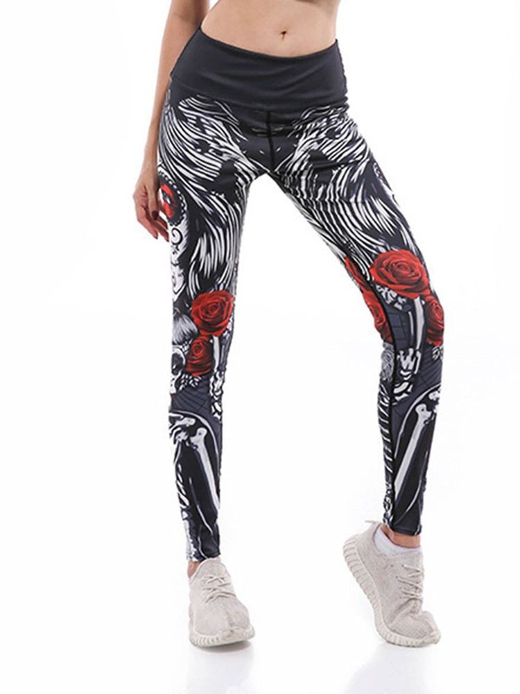 Mulheres Print Cartoon Anti-sweat Gym Sports Calças Ioga Cintura Alta Leggings Tiktok