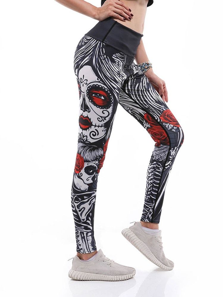 Mulheres Print Cartoon Anti-sweat Gym Sports Calças Ioga Cintura Alta Leggings Tiktok