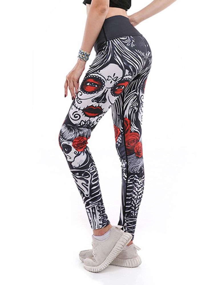 Mulheres Print Cartoon Anti-sweat Gym Sports Calças Ioga Cintura Alta Leggings Tiktok