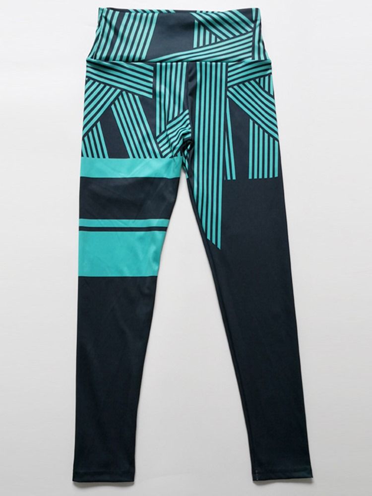 Stripe Print Quick Dry Waist Cintura Alta Leggings Feminina Calça Yoga Cintura Alta Leggings Tiktok