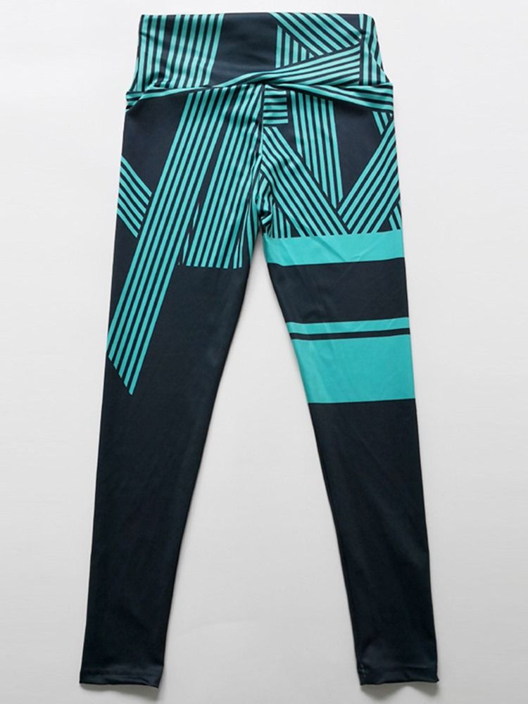 Stripe Print Quick Dry Waist Cintura Alta Leggings Feminina Calça Yoga Cintura Alta Leggings Tiktok