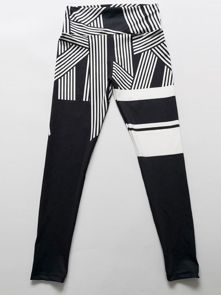 Stripe Print Quick Dry Waist Cintura Alta Leggings Feminina Calça Yoga Cintura Alta Leggings Tiktok