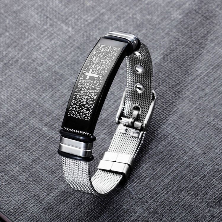 Pulseira Masculina De Aço Titanium Cross Bible