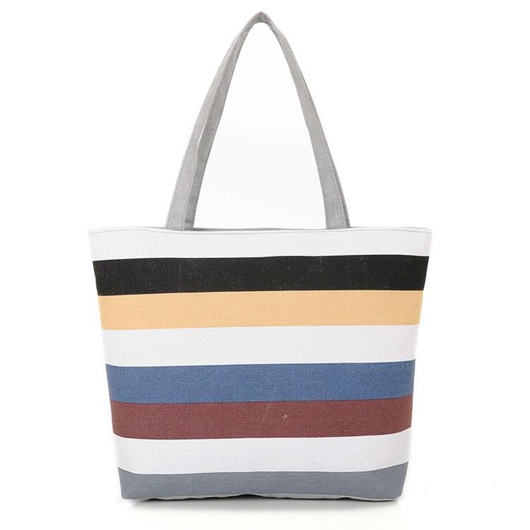 Bolsa Casual De Lona Com Stripe