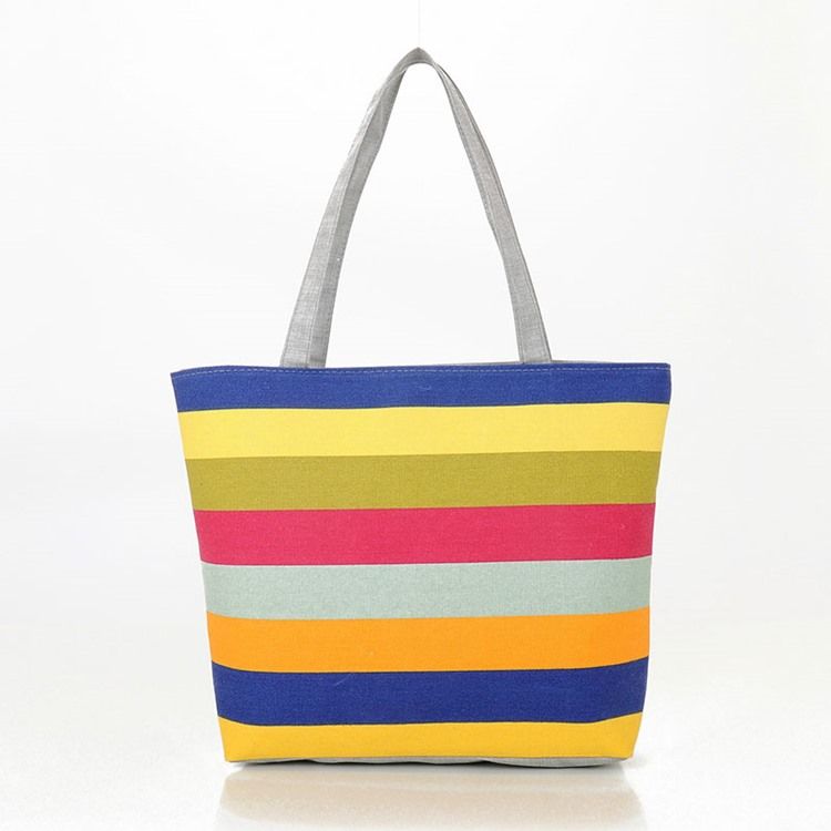 Bolsa Casual De Lona Com Stripe