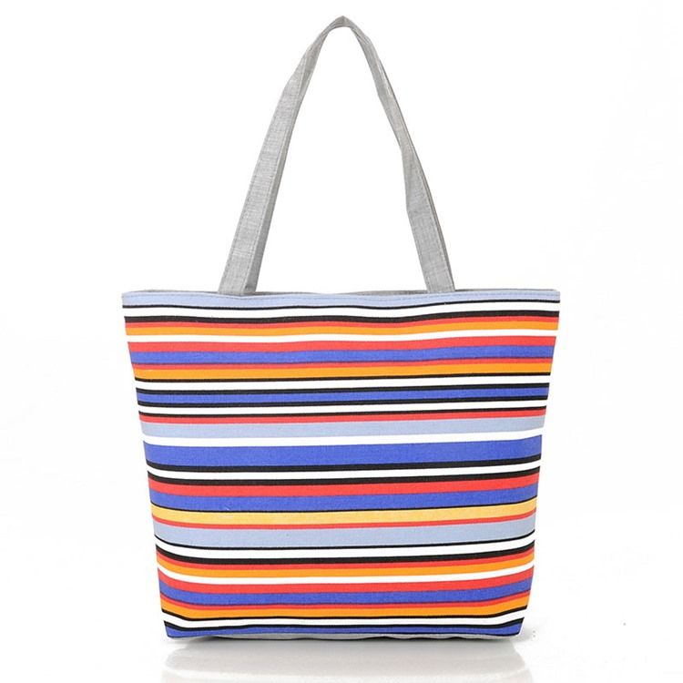 Bolsa Casual De Lona Com Stripe