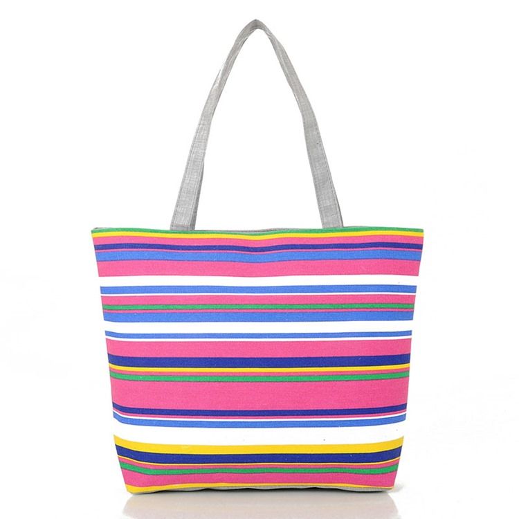 Bolsa Casual De Lona Com Stripe