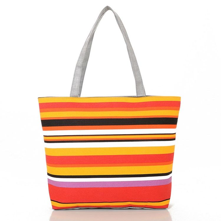 Bolsa Casual De Lona Com Stripe