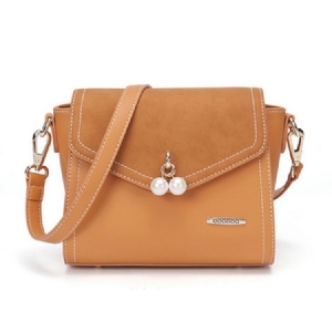 Bolsa Crossbody Com Decoração Pérola Em Cor Sólida