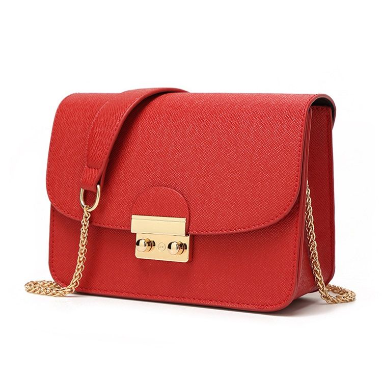 Bolsa Feminina De Pu De Corrente Reta Retangular Crossbody