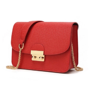 Bolsa Feminina De Pu De Corrente Reta Retangular Crossbody