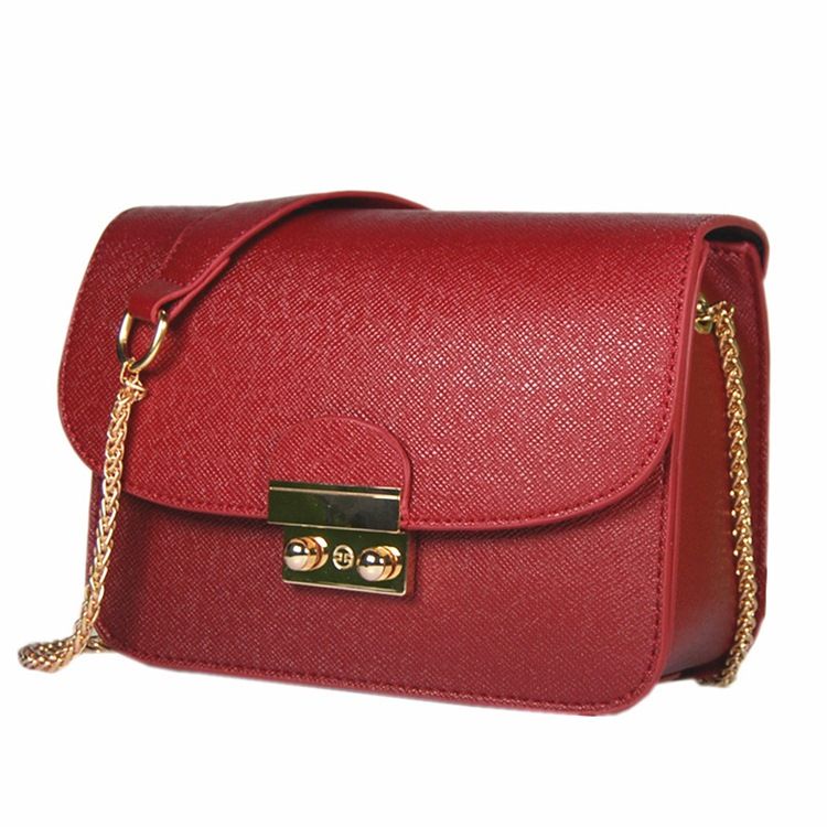 Bolsa Feminina De Pu De Corrente Reta Retangular Crossbody