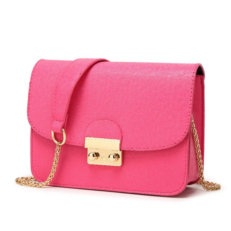 Bolsa Feminina De Pu De Corrente Reta Retangular Crossbody