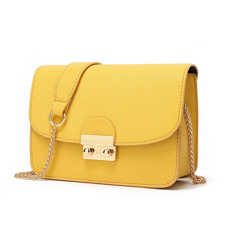 Bolsa Feminina De Pu De Corrente Reta Retangular Crossbody