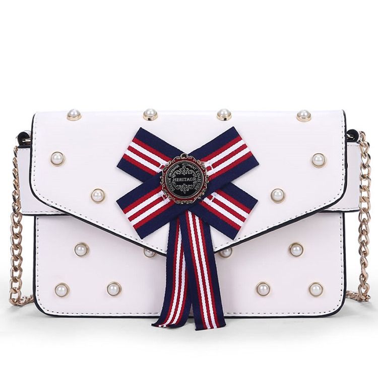 Bolsa De Ombro Vogue Pearl Stripe Decorada