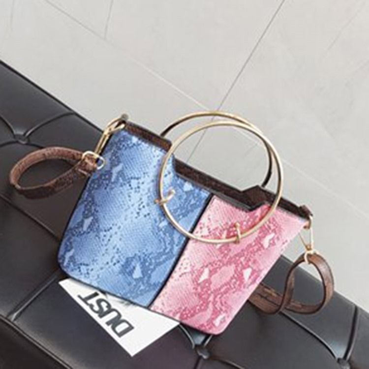 Bolsas De Ombro Quadradas Em Bloco De Cor Serpentina Pu