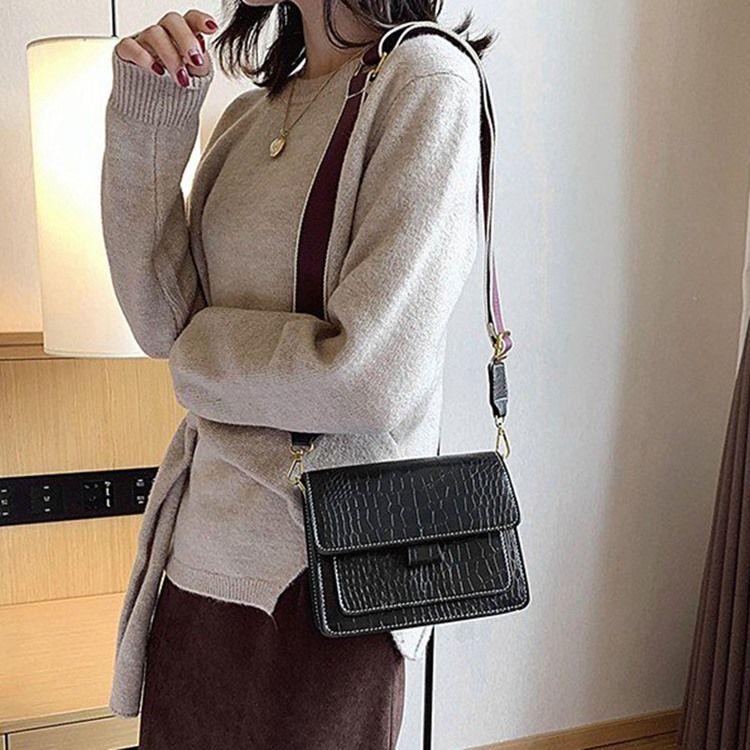 Embossing Alligator Pu Retangular Bolsas Crossbody Casual