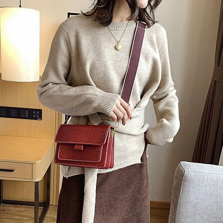 Embossing Alligator Pu Retangular Bolsas Crossbody Casual