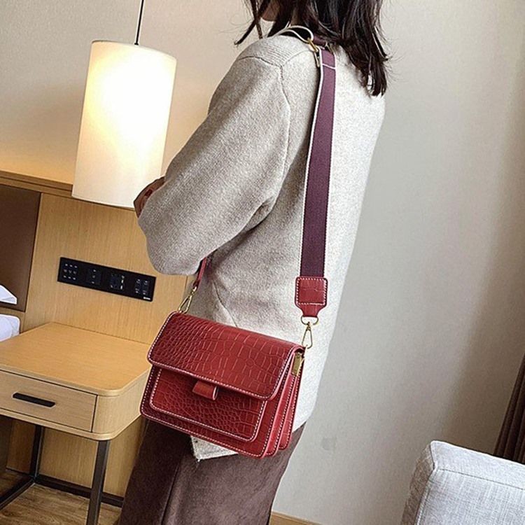 Embossing Alligator Pu Retangular Bolsas Crossbody Casual