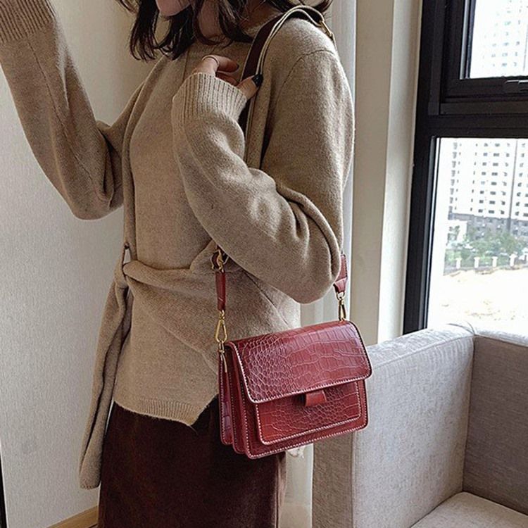 Embossing Alligator Pu Retangular Bolsas Crossbody Casual