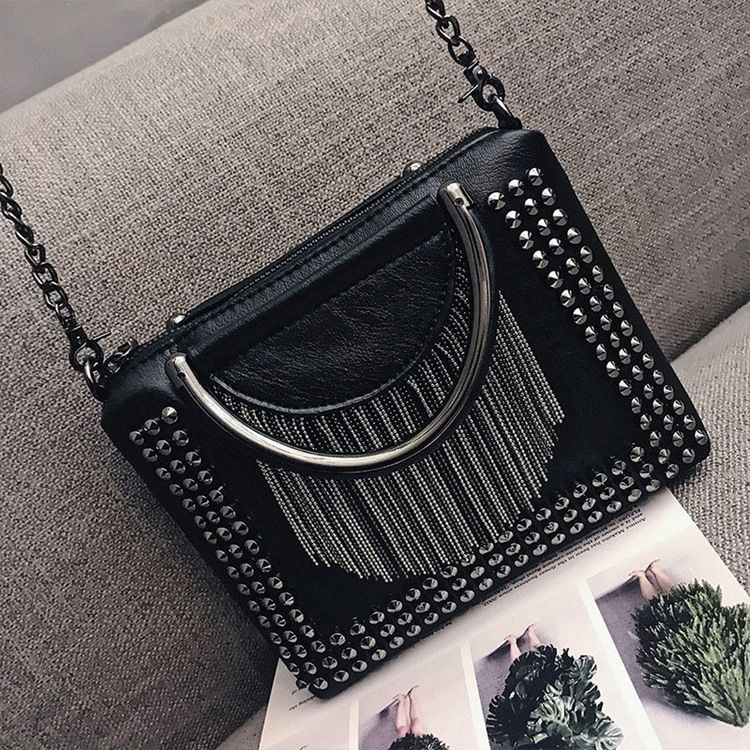 Rebite Pu Retângulo Simples Crossbody Sacos