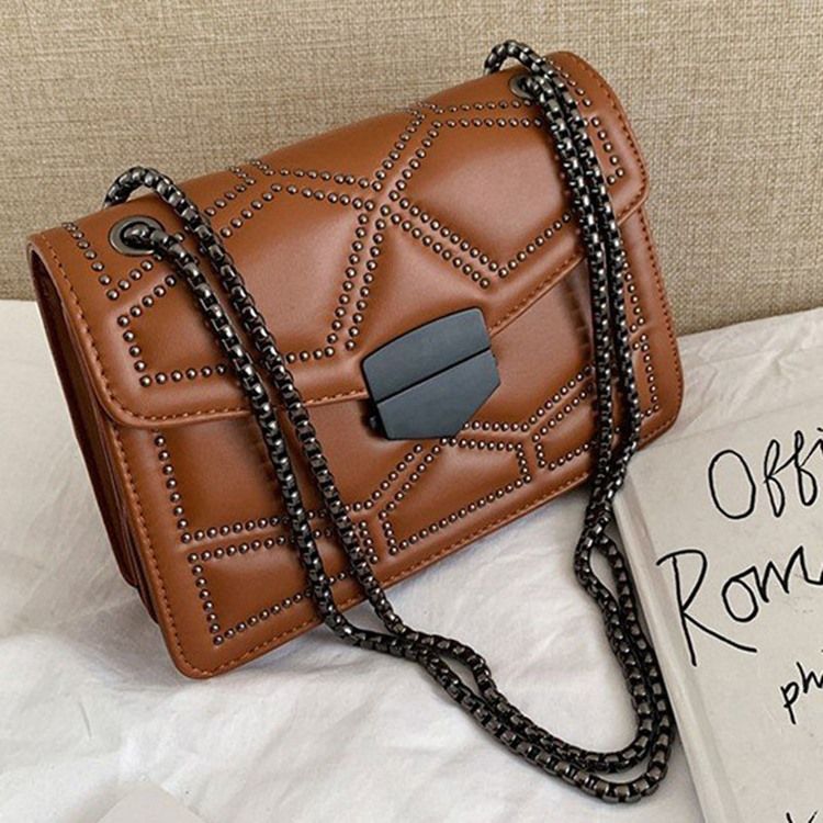 Rebite Pu Sacos Crossbody Retângulo Geométrico