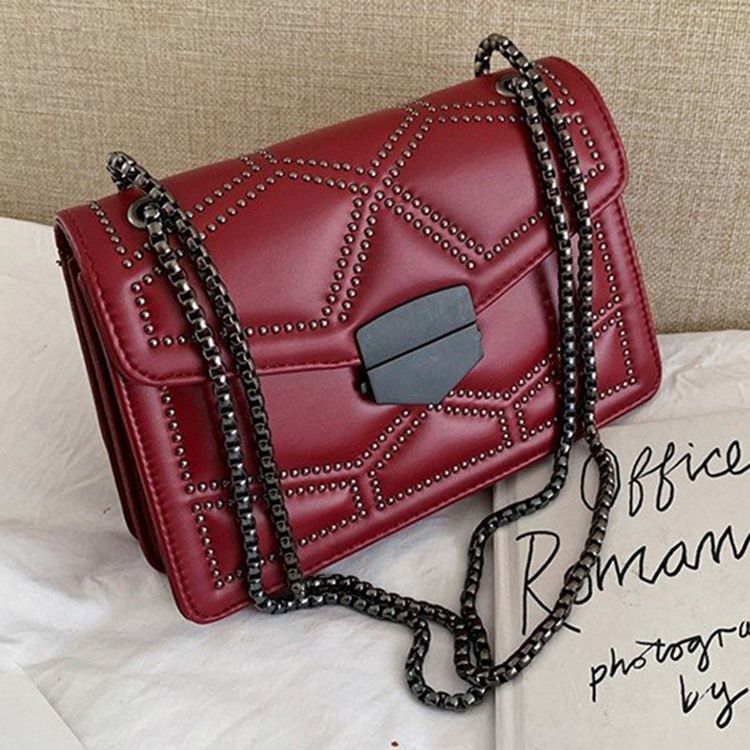 Rebite Pu Sacos Crossbody Retângulo Geométrico