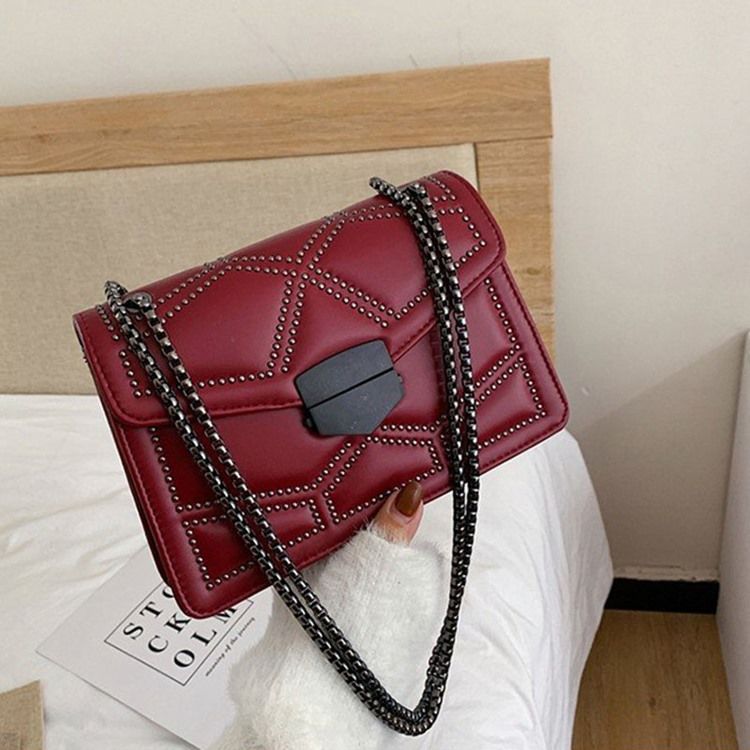 Rebite Pu Sacos Crossbody Retângulo Geométrico