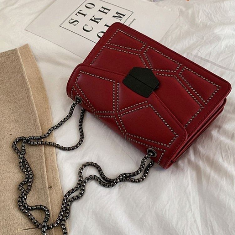 Rebite Pu Sacos Crossbody Retângulo Geométrico