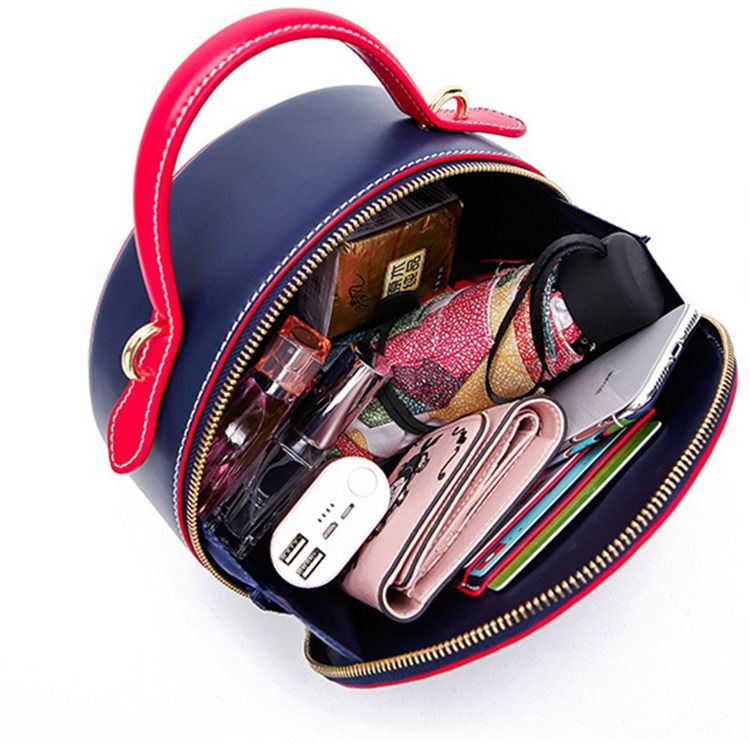 Sacos Circulares Crossbody Em Pu Com Bloco De Cores