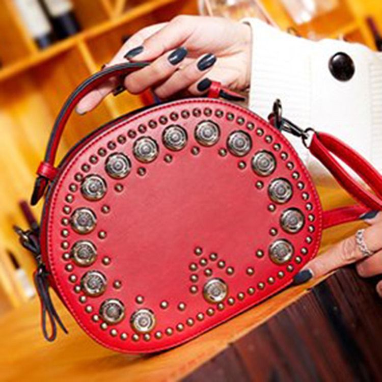 Sacos Crossbody Circular Simples Rebite De Plástico Abs