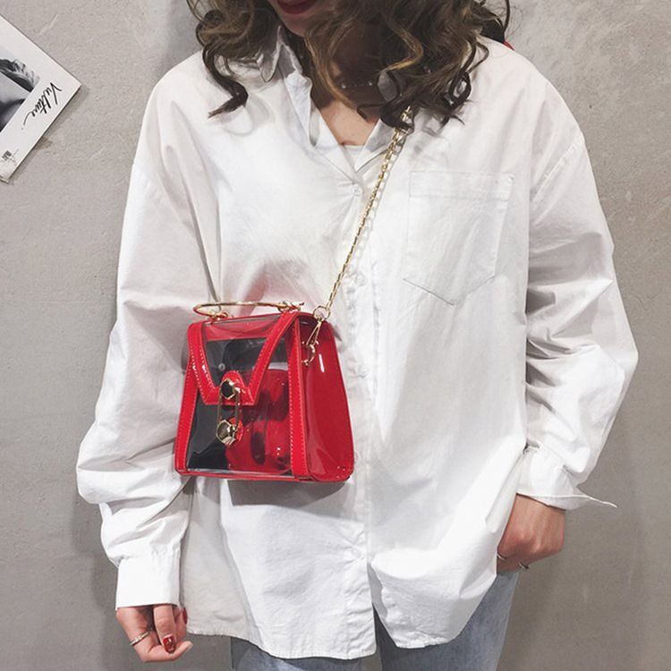 Sacos Crossbody Com Aba Lisa De Corrente De Pvc