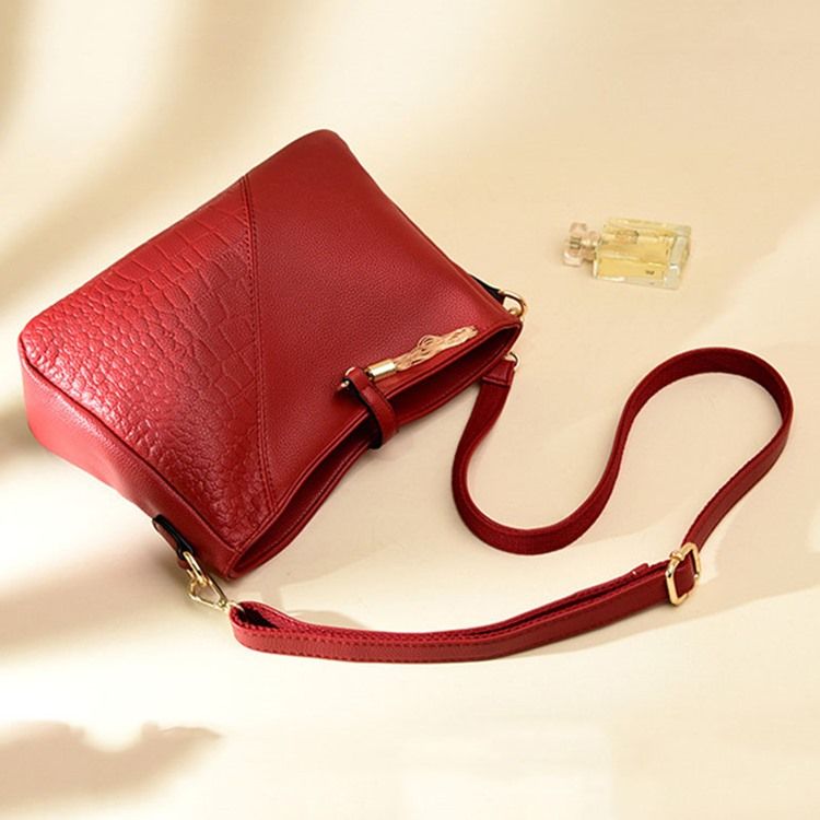 Sacos Crossbody Feminino Retângulo De Couro De Jacaré Com Relevo