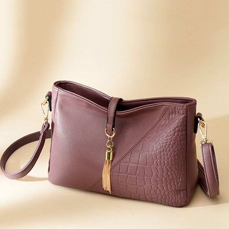 Sacos Crossbody Feminino Retângulo De Couro De Jacaré Com Relevo