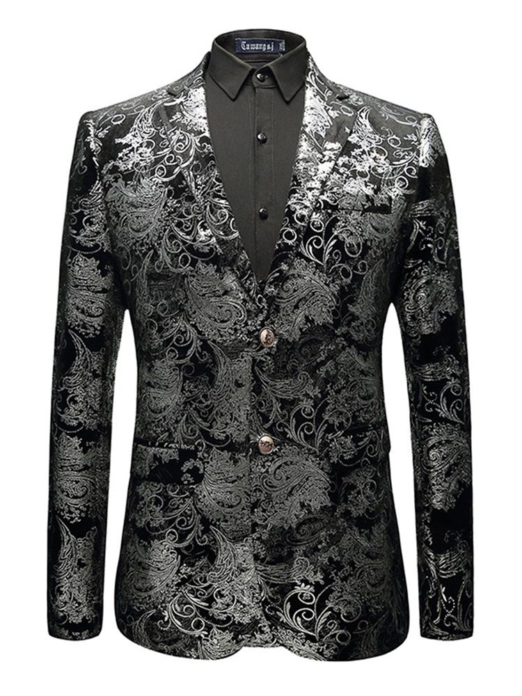 Blazer Jaqueta Slim Mens Color Block Com Estampa Floral