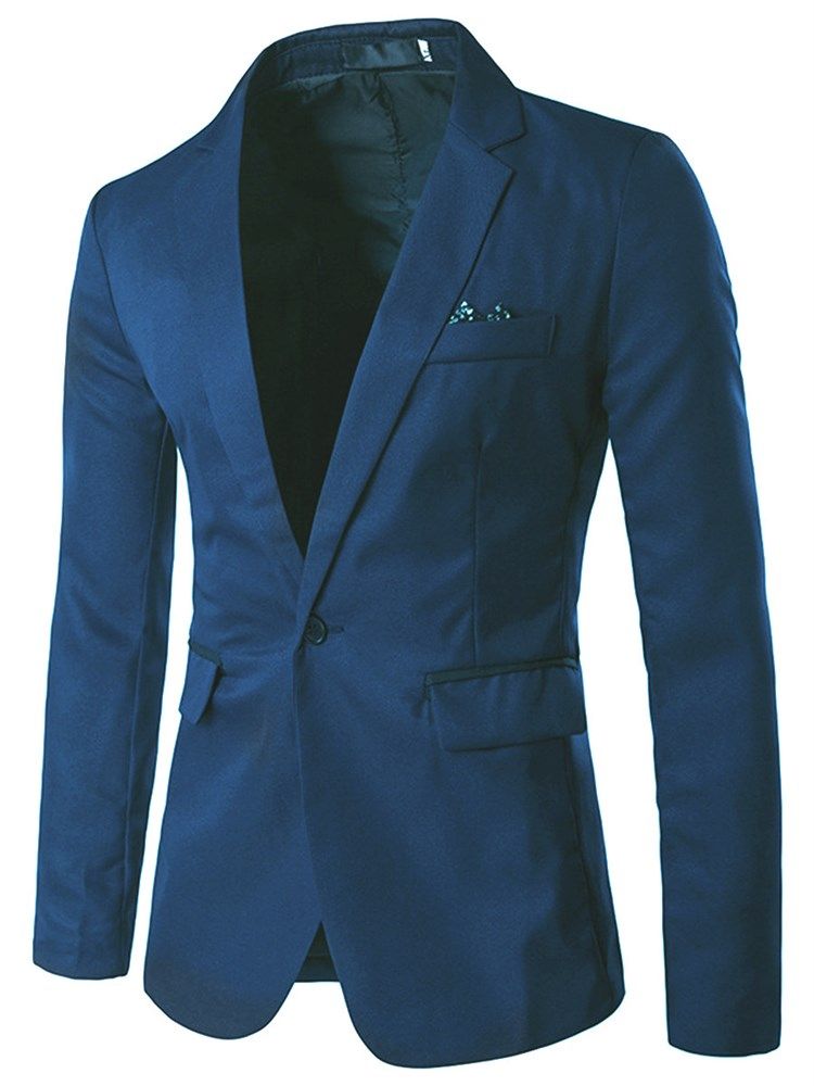 Blazer Liso Masculino Fino De Lapela Entalhada