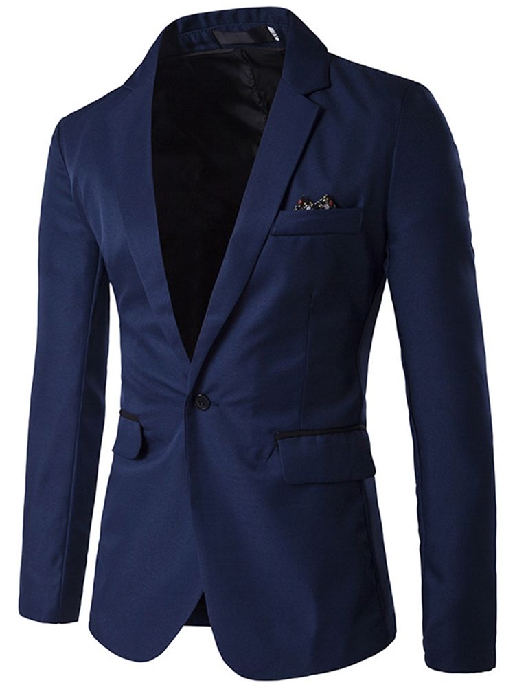 Blazer Liso Masculino Fino De Lapela Entalhada