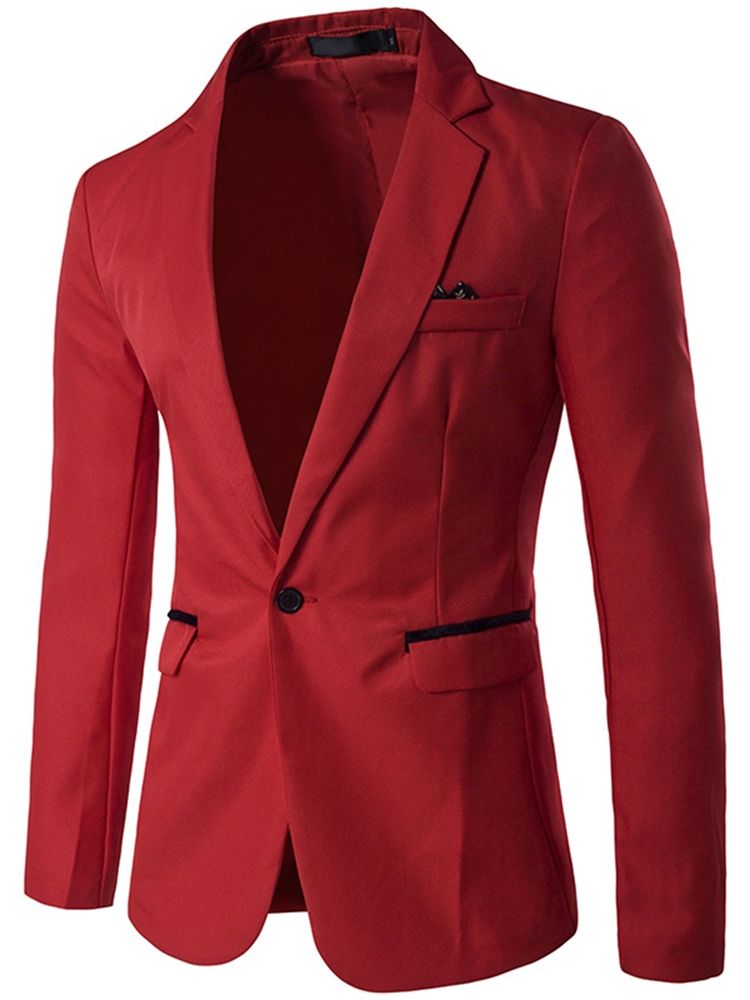 Blazer Liso Masculino Fino De Lapela Entalhada