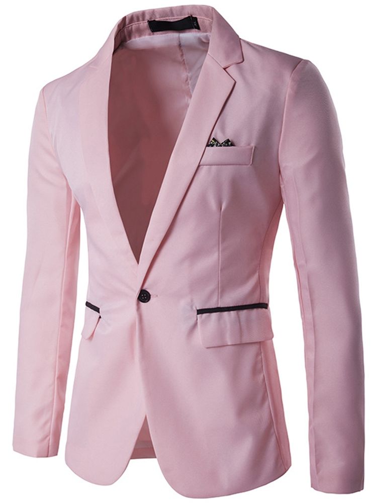 Blazer Liso Masculino Fino De Lapela Entalhada