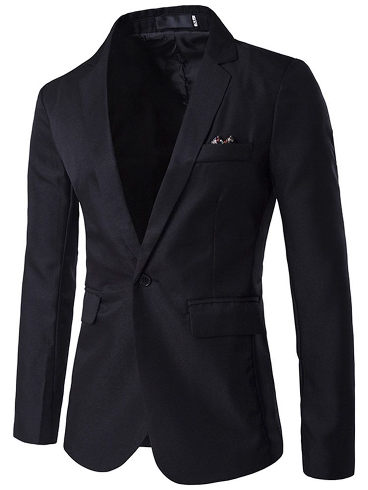 Blazer Liso Masculino Fino De Lapela Entalhada