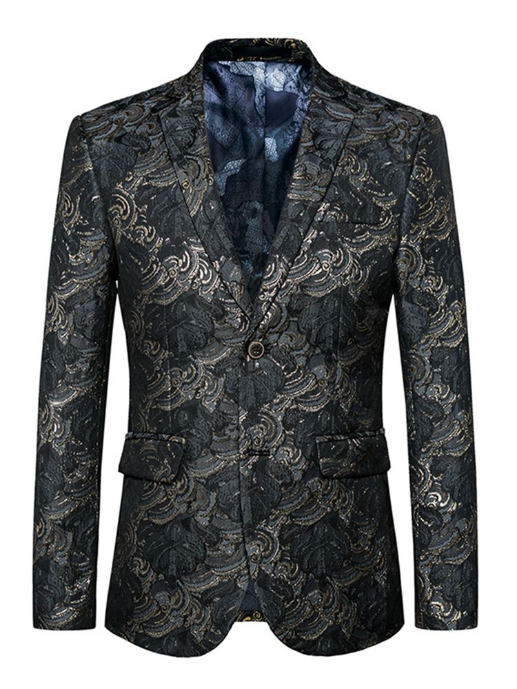 Blazer Masculino Com Lapela Entalhada Jacquard