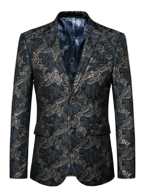 Blazer Masculino Com Lapela Entalhada Jacquard