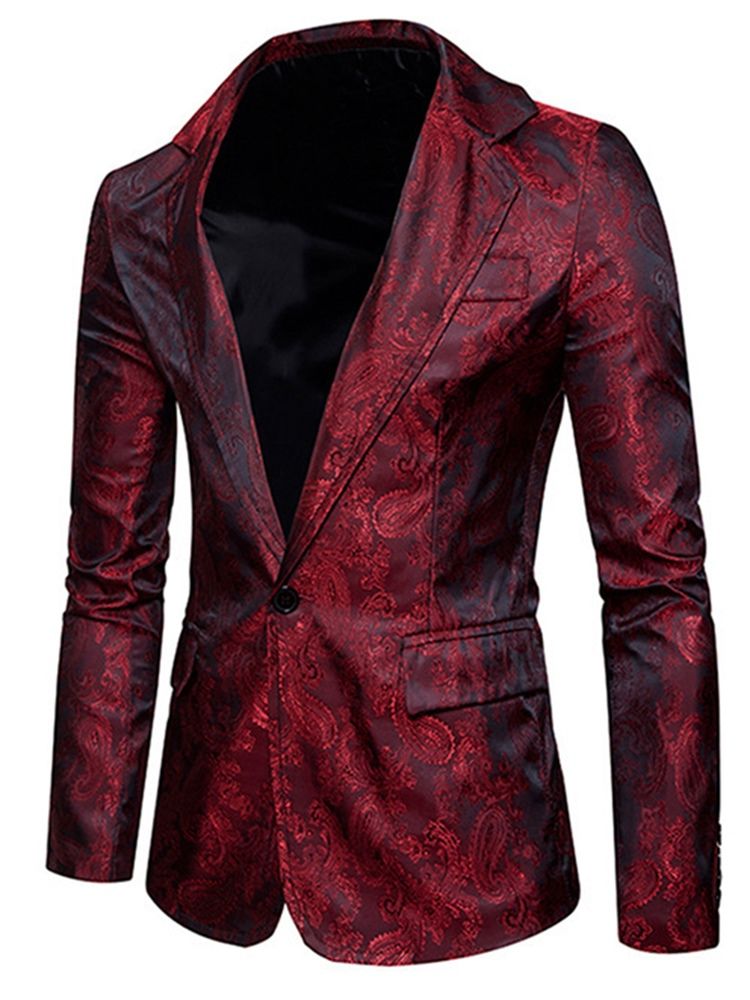 Blazer Masculino Com Lapela Slim Fit Com Estampa De Bolso Entalhada