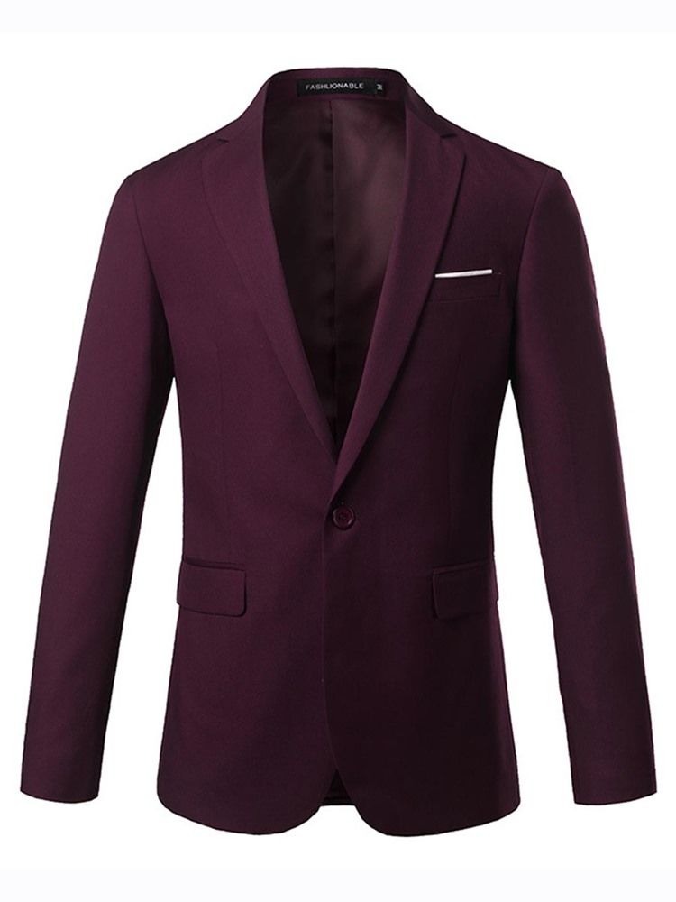 Blazer Masculino Liso Liso Com Um Botão