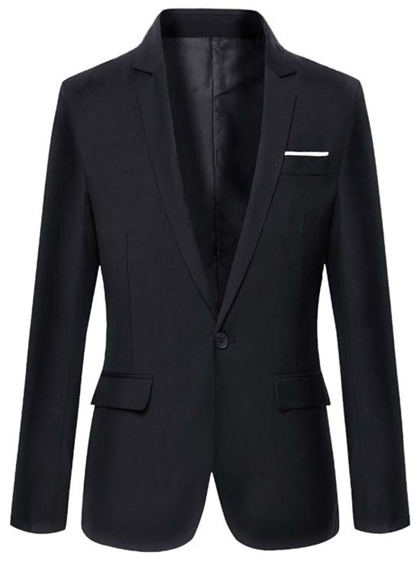 Blazer Masculino Slim Com Um Botão Vogue Cor Sólida