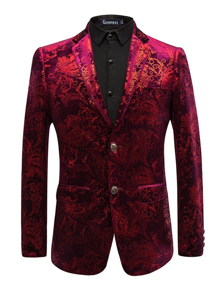 Blazer De Smoking Masculino Com Estampa Fina Lapela Estampada